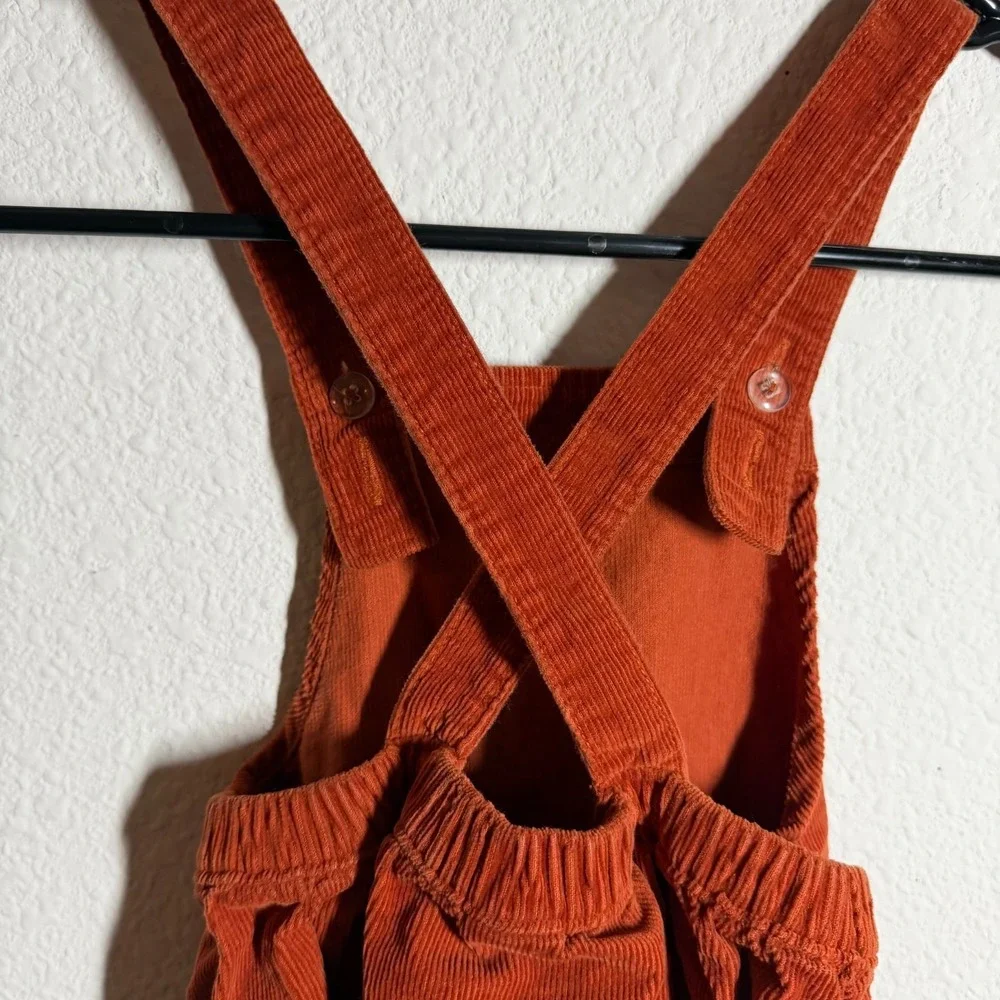 Old Navy Corduroy Overall Dress Baby Girls 5T Rust Orange Elasticized‎ Waist